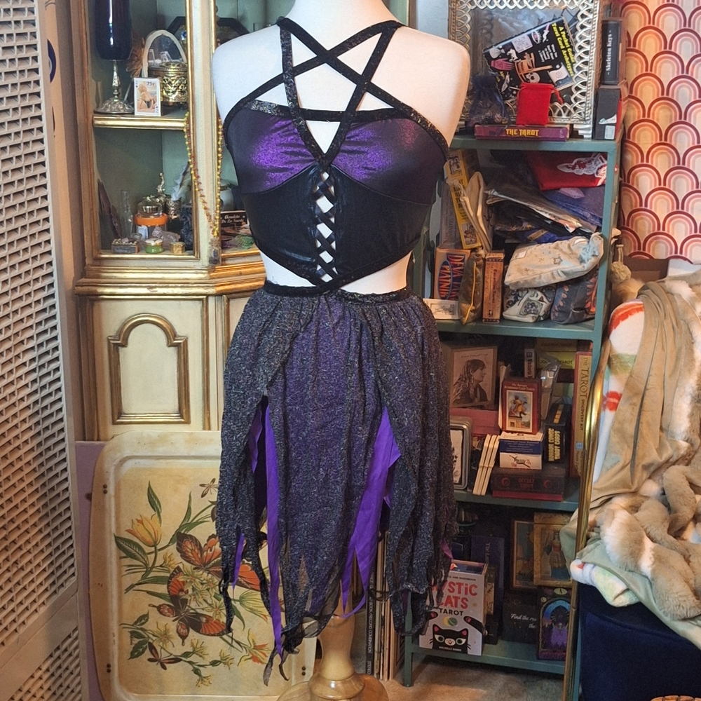 Leg Avenue Purple and Black Star Inverted Pentagram Witch Costume Small/Medium
